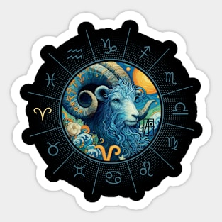 ZODIAC Aries - Astrological ARIRS - ARIRS - ZODIAC sign - Van Gogh style - 3 Sticker